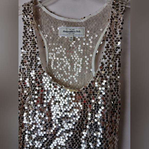 Abercrombie and Fitch Sheer Gold Sequin Sleeveless Top XS New Years Party - Picture 3 of 6
